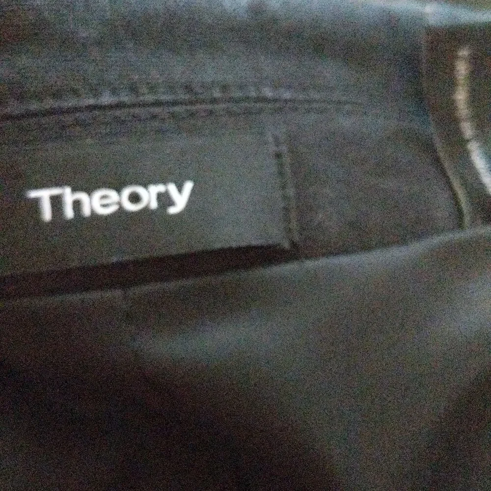 Theory denim like stretch lightly distressed one-button lined blazer size 4